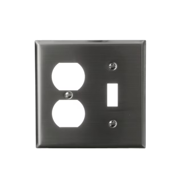 Eaton 2-Gang Standard Size Stainless Steel Stainless Steel Indoor Toggle/Duplex Wall Plate