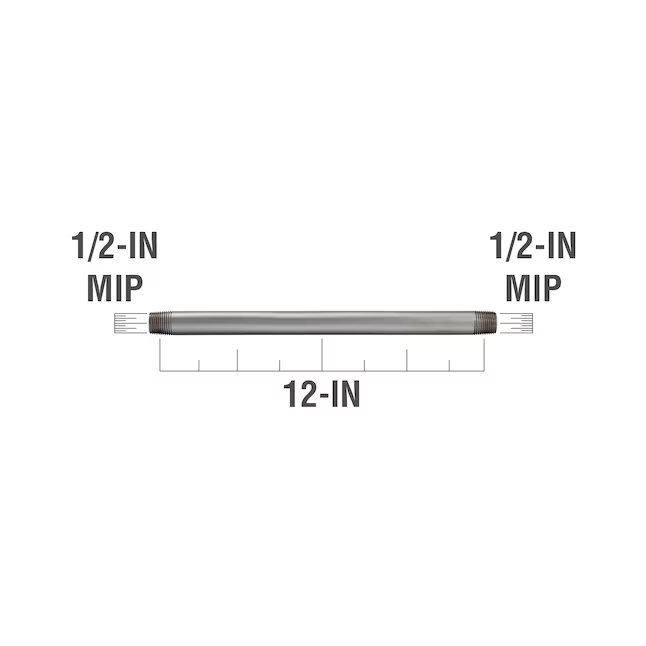 RELIABILT 1/2-in x 12-in Galvanized Nipple