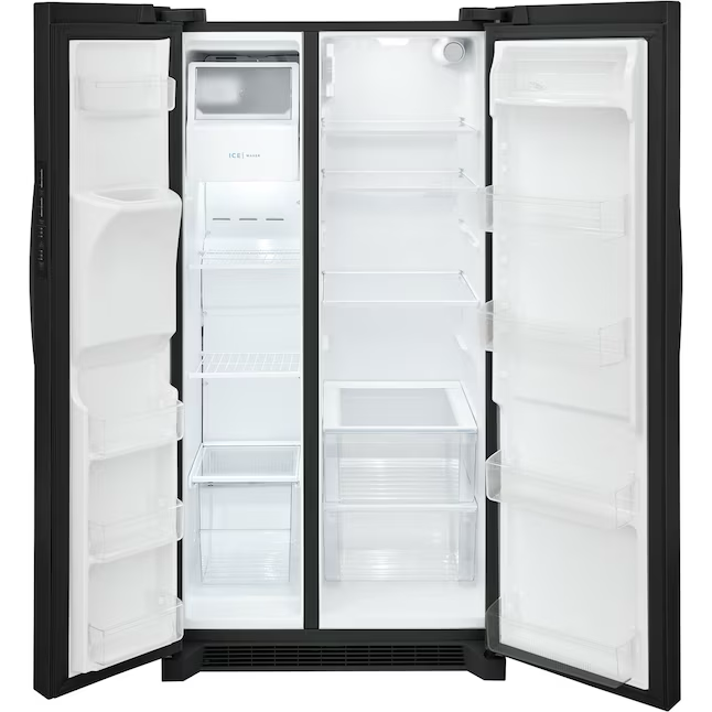 Refrigerador de dos puertas verticales Frigidaire de 25.6 pies cúbicos con máquina de hielo, dispensador de agua y hielo (negro) ENERGY STAR