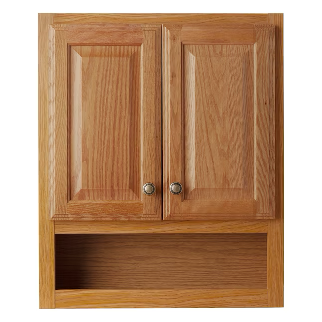 Project Source 23.25-in x 28-in x 7-in Oak Bathroom Wall Cabinet