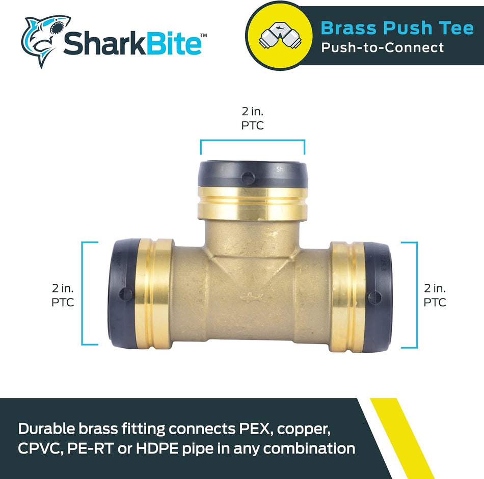 SharkBite 2 in. x 2 in. x 2 in. Brass Push Tee