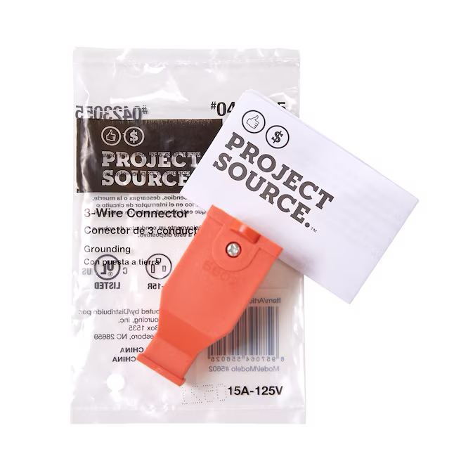 Project Source 15-Amp 125-Volt NEMA 5-15r 3-wire Grounding General-duty Straight Connector, Orange