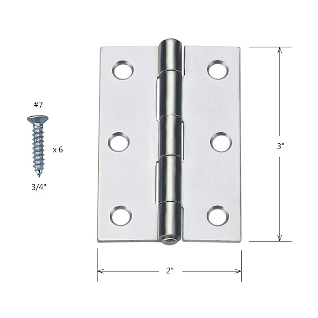 Bisagra para puerta interior/exterior de embutir plateada RELIABILT de 3 in de alto (paquete de 2)