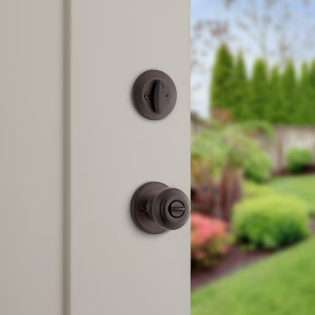 Kwikset Security Cove Venetian Bronze Smartkey Außen-Einzylinder-Riegel kombinierter Türknauf-Kombipack mit antimikrobieller Technologie