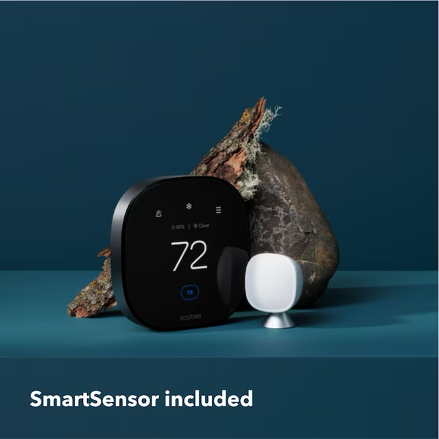 Termostato y sensor de ambiente ecobee Premium Black con compatibilidad Wi-Fi