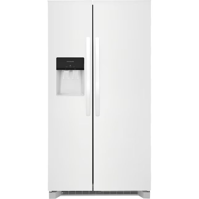 Frigidaire 25,6 Kubikfuß Side-by-Side-Kühlschrank mit Eismaschine, Wasser- und Eisspender (weiß) ENERGY STAR