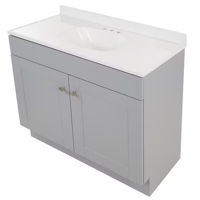 Project Source 36-in Gray Single Sink Bathroom Vanity with White Cultured Marble Top