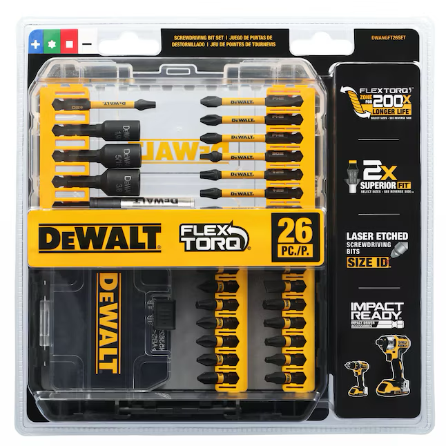 Juego de puntas de destornillador de impacto DeWalt FlexTorq de 26 piezas de 1/4 pulg.