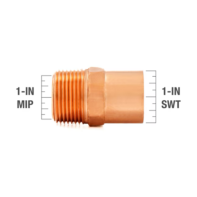 Streamline 1-in SWT x 1-in MIP Copper Male Adapter