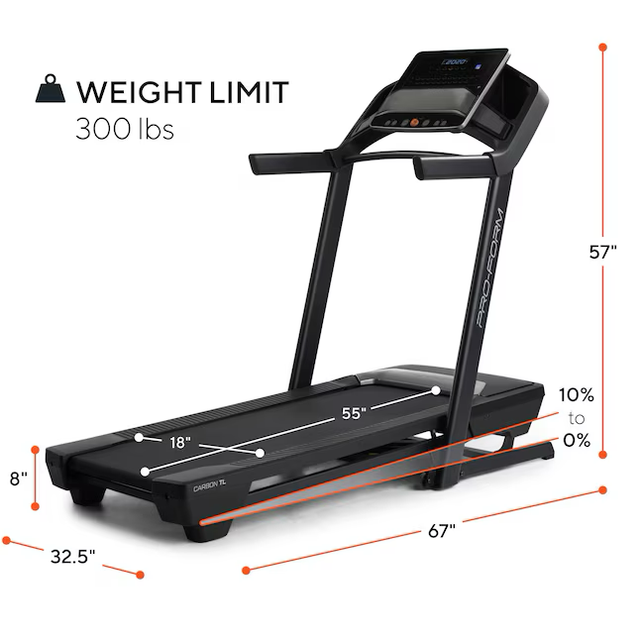 ProForm Carbon TL Foldable iFit-enabled Treadmill with Incline Adjustment