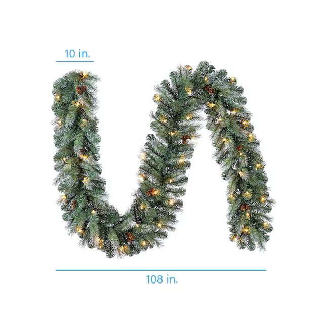 Holiday Living Indoor/Outdoor Pre-lit Electrical Outlet 9-ft Madison Pine Artificial Garland with Clear Incandescent Lights