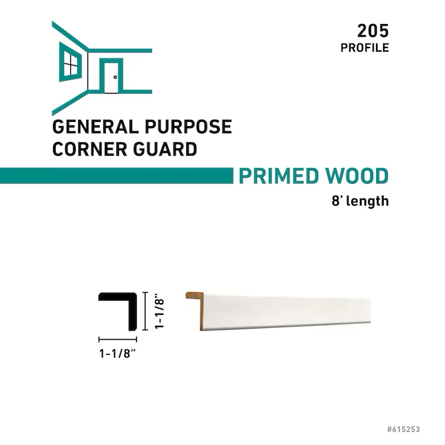 RELIABILT 1.125-in x 96-in White Solid Wood Outside Corner Guard