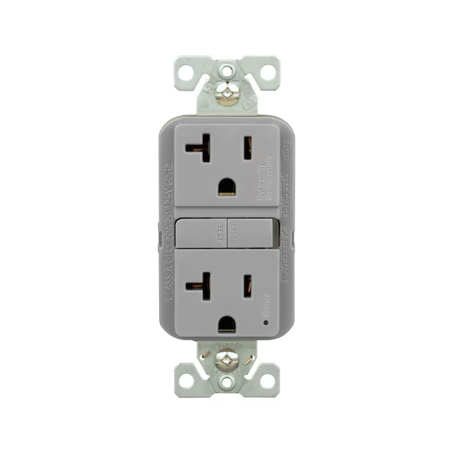 Eaton 20-Amp 125-volt GFCI Residential Decorator Outlet, Gray