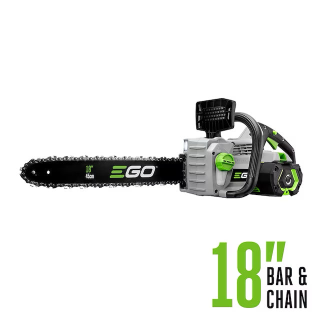 EGO POWER+ 56-Volt 18-Zoll-Brushless-Akku-Kettensäge mit 5 Ah (Akku und Ladegerät im Lieferumfang enthalten)