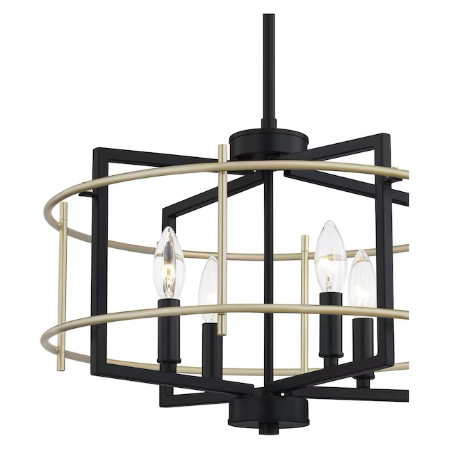 Quoizel Adler 4-Light Matte Black and Nouveau Gold Modern/Contemporary Geometric Hanging Pendant Light