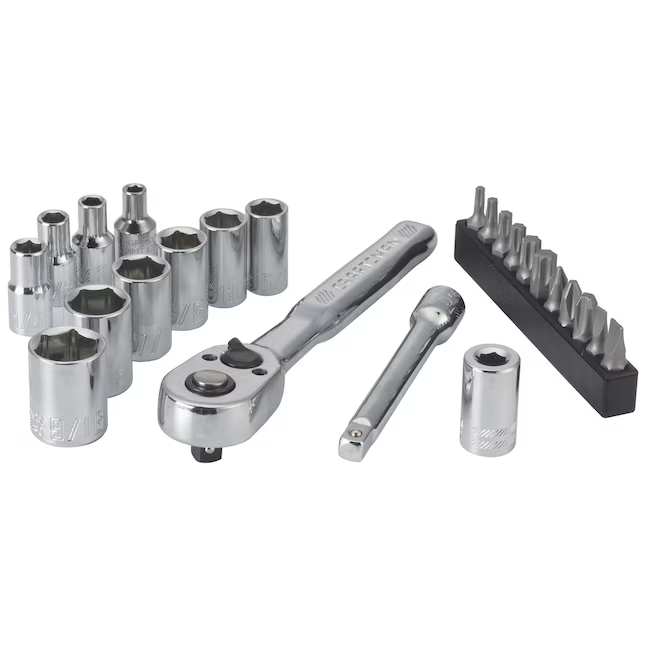 CRAFTSMAN VERSASTACK Mechaniker-Werkzeugsatz, Standard (SAE), poliertes Chrom, mit Hartschalenkoffer, 24-teilig