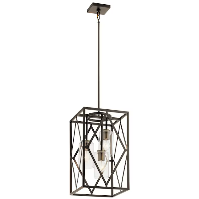 Kichler Solander 3-Light Olde Bronze Traditional Clear Glass Geometric Hanging Pendant Light