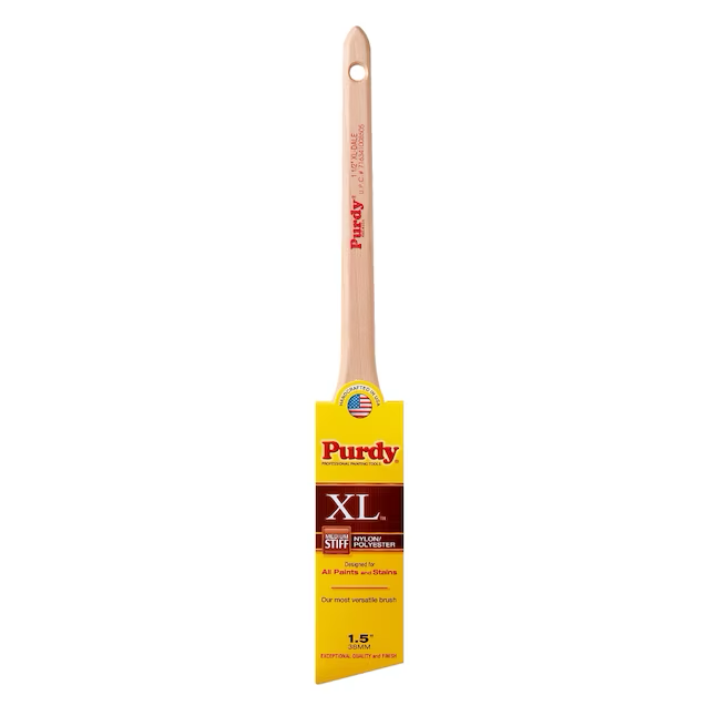 Purdy XL Brocha de pintura en ángulo de mezcla de nailon y poliéster reutilizable de 1-1/2 pulgadas (brocha de uso general)