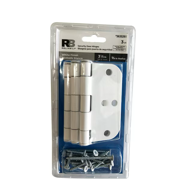 RELIABILT 3-1/2-in H x 5/8-in Radius White Security Interior Door Hinge (3-Pack)