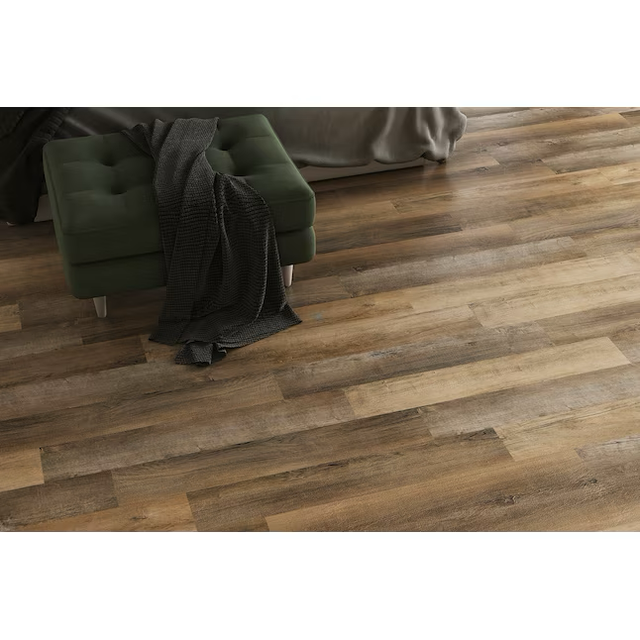 Style Selections Mellbrooke Brown 3-mil x 6-in W x 36-in L Water Resistant Peel and Stick Luxury Vinyl Plank Flooring (21-sq ft/ Carton)