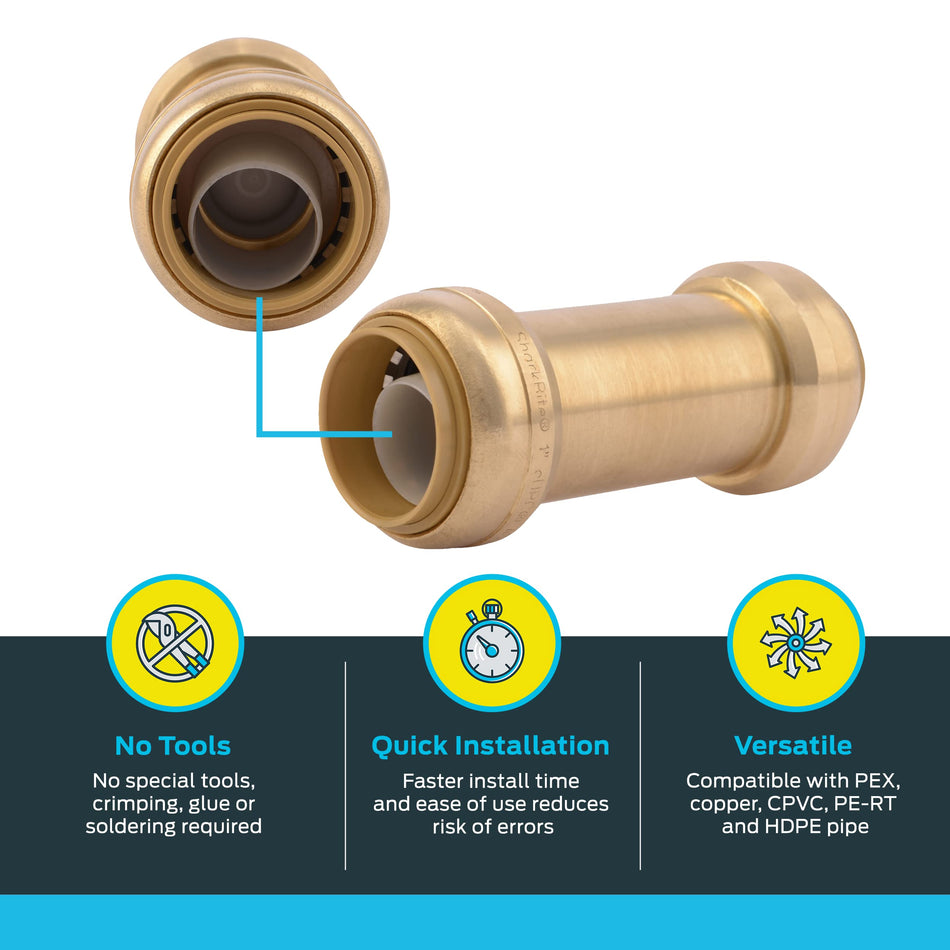 SharkBite 1 in. x 1 in. Push-to-Connect Brass Check Valve