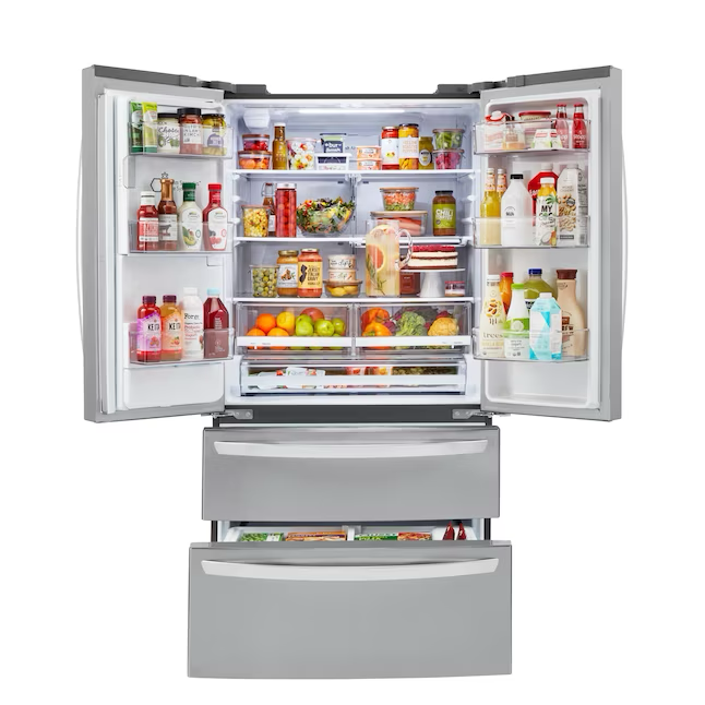 LG Craft Ice Smart WiFi-fähiger 27,8 Kubikfuß 4-türiger Smart French Door Kühlschrank mit dualer Eismaschine, Wasser- und Eisspender (fingerabdruckresistent) ENERGY STAR