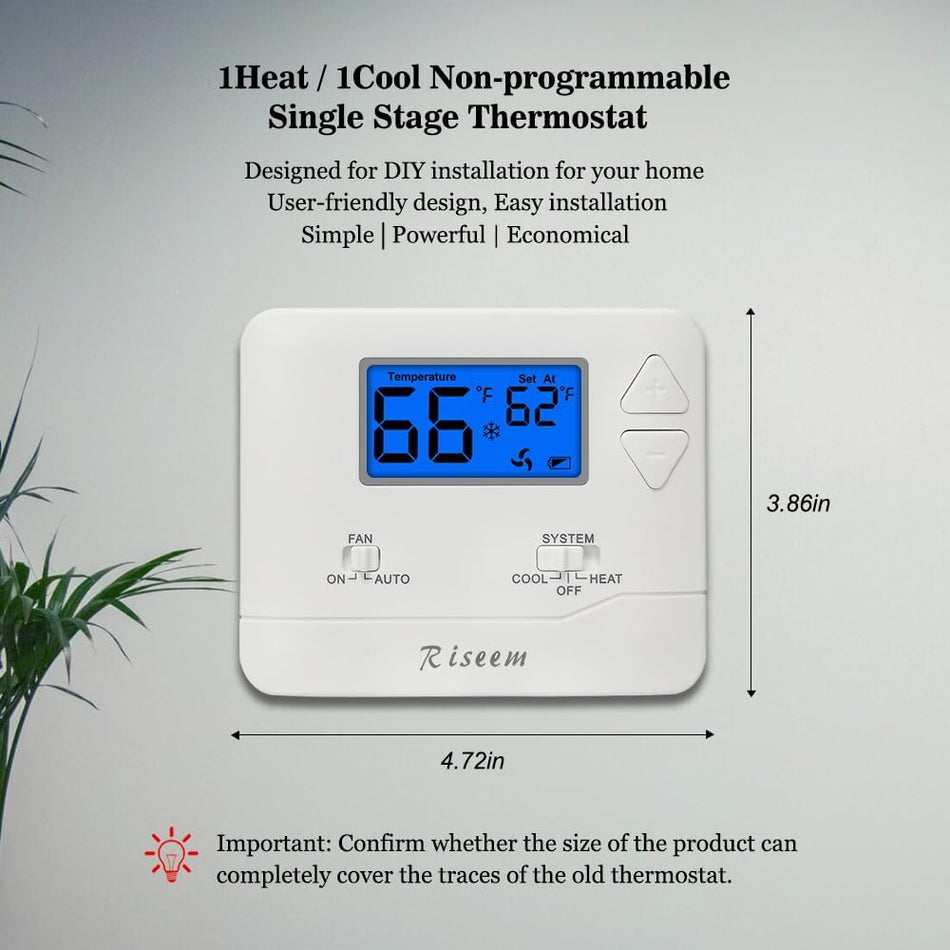 Digital Non-Programmable Thermostat (1 Heat/1 Cool)