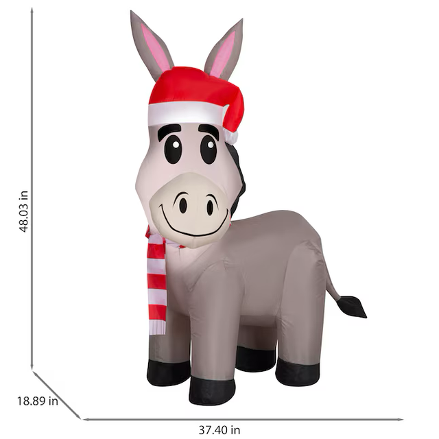 Holiday Living 4-ft LED Donkey with Santa Hat Christmas Inflatable