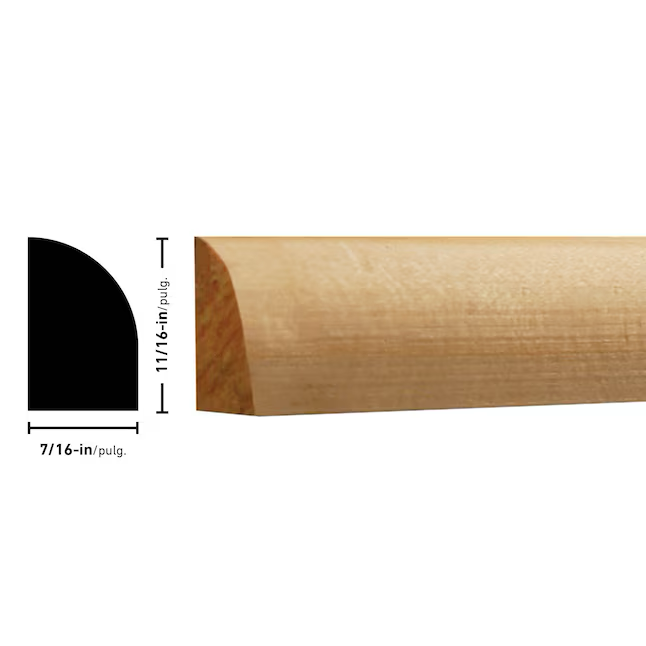 RELIABILT 7/16-in x 11/16-in x 12-ft Unfinished Pine Shoe Moulding