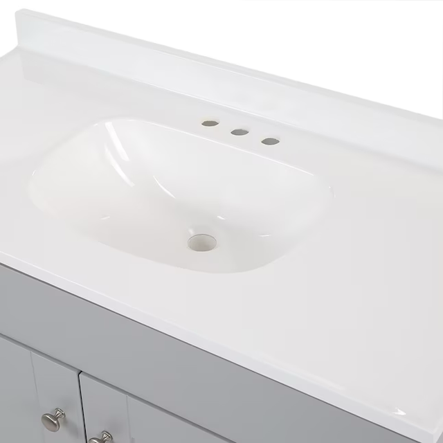 Project Source 36-in Gray Single Sink Bathroom Vanity with White Cultured Marble Top