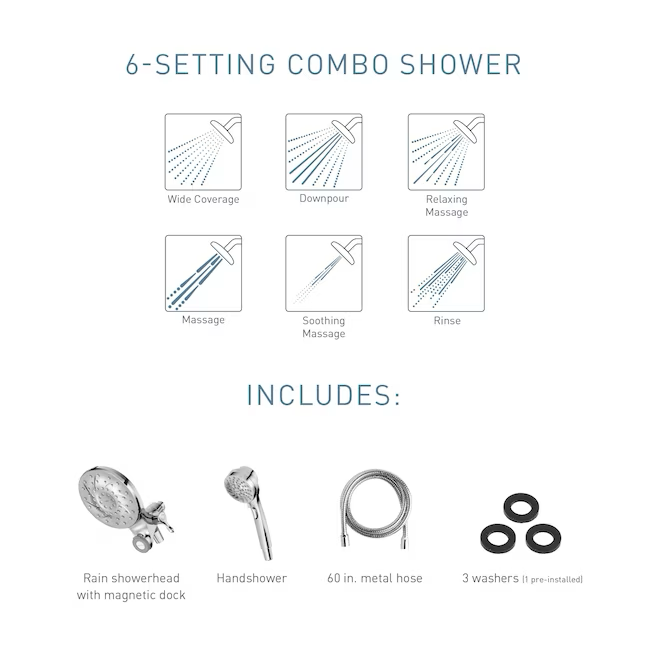 Moen Magnetix Engage Spot Resist Brushed Nickel Round Rain Shower Head Handheld Shower Head 2.5-GPM (9.5-LPM)