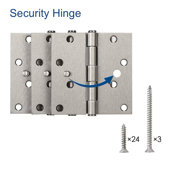 RELIABILT 4-in H x Square Satin Nickel Security Interior Door Hinge (3-Pack)