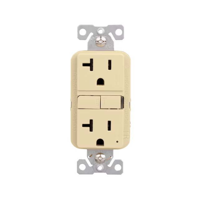 Eaton 20-Amp 125-volt Tamper Resistant GFCI Residential Decorator Outlet, Ivory