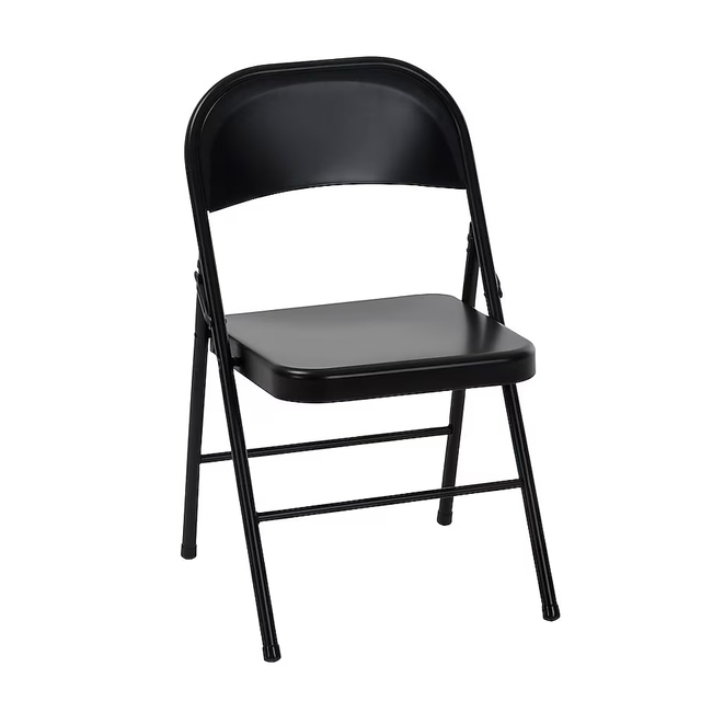 Cosco Black Standard Folding Chair with Solid Seat (Indoor or Outdoor)