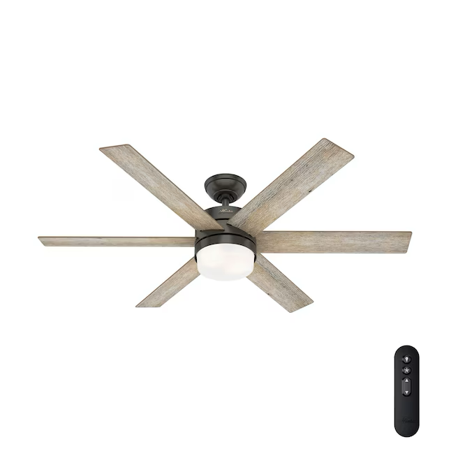 Hunter Kempton Park 54-in Noble Bronze Indoor Ceiling Fan with Light and Remote (6-Blade)