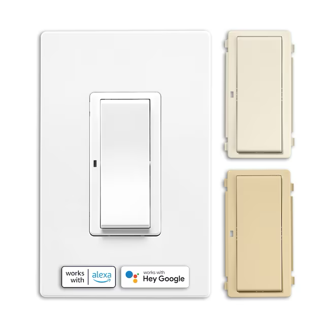 Eaton Wi-Fi Smart Interruptor de luz maestro basculante inteligente unipolar/3 vías, 15 amperios, blanco/almendra claro/marfil