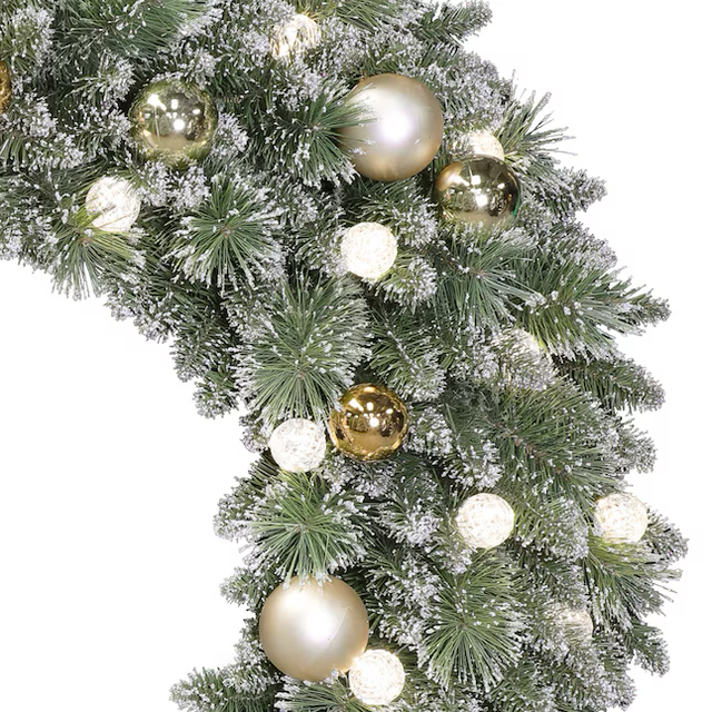 Holiday Living 48-in Pre-lit Indoor/Outdoor Green Mixed Needle Artificial Christmas Wreath