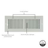 RELIABILT 12-in x 6-in 2-way Aluminum White Sidewall/Ceiling Register