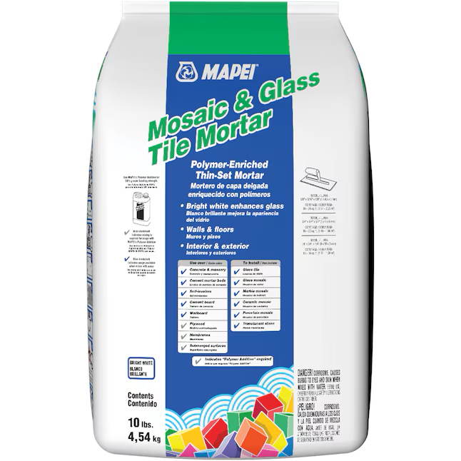 Mortero fino blanco para mosaicos y baldosas de vidrio MAPEI (10 lb)