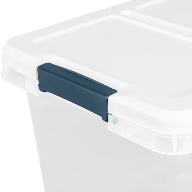 Project Source Small 3.75-Gallons (15-Quart) Clear Base with White Lid Tote with Latching Lid