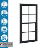 RELIABILT 150 Series New Construction 23-1/2-in x 35-1/2-in x 3-1/4-in Jamb Black Vinyl Dual-pane Single Hung Window with Grids Half Screen Included