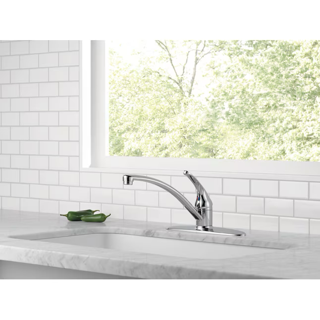 Delta Foundations Chrome Single Handle Kitchen Faucet (Deck Plate Included)