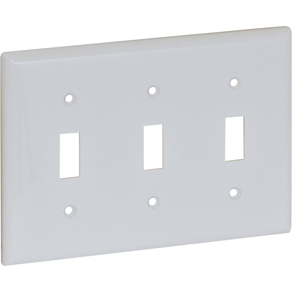 Placa frontal de pared para interruptor de palanca de tres grupos (estándar, blanco)