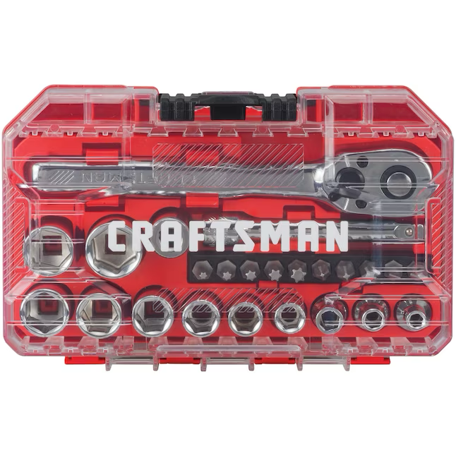 CRAFTSMAN Juego de herramientas mecánicas métricas de cromo pulido de 24 piezas con estuche rígido 