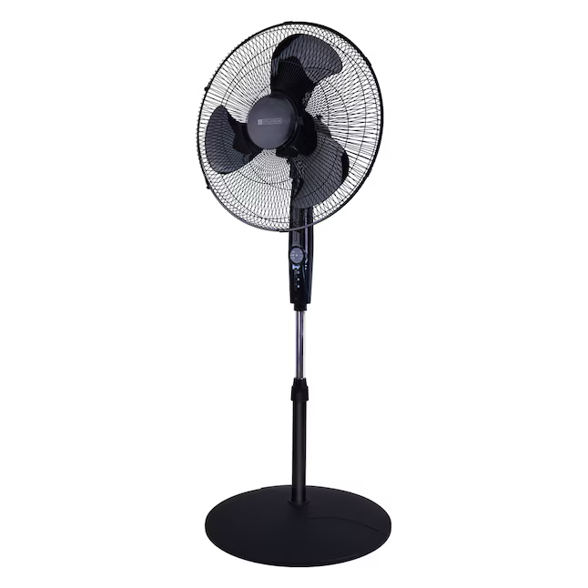 Utilitech 18-in 120-Volt 3-Speed Indoor Black Oscillating Pedestal Fan with Remote