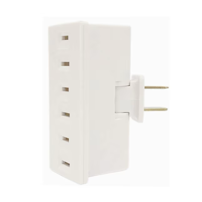 Project Source Adapter 15-Amp 2-wire To 3-wire Single To Triple White Basic Swivel Adapter