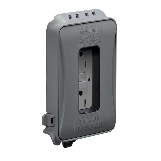 Cubierta para caja eléctrica resistente a la intemperie de plástico gris rectangular de 1 unidad Hubbell TayMac