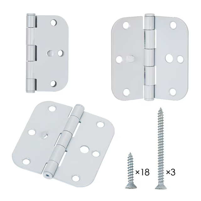 RELIABILT 3-1/2-in H x 5/8-in Radius White Security Interior Door Hinge (3-Pack)