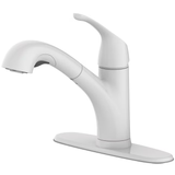 Project Source EVERFIELD White Single Handle Pull-out Kitchen Faucet with Sprayer (Deck Plate Included)