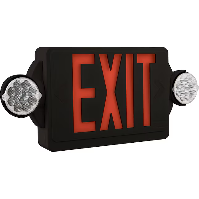 Lithonia Lighting LHQM 5-Watt 120/277-Volt LED Black Hardwired Exit Light with Red Lights